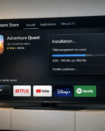Téléviseur LG affichant l’installation d’une application depuis le LG Content Store