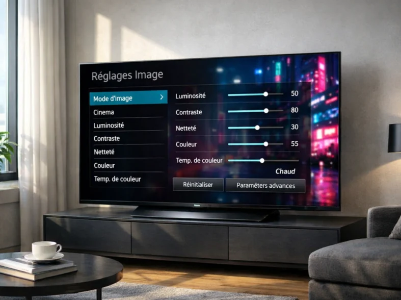Réglage de l’image sur une LG TV dans un salon moderne